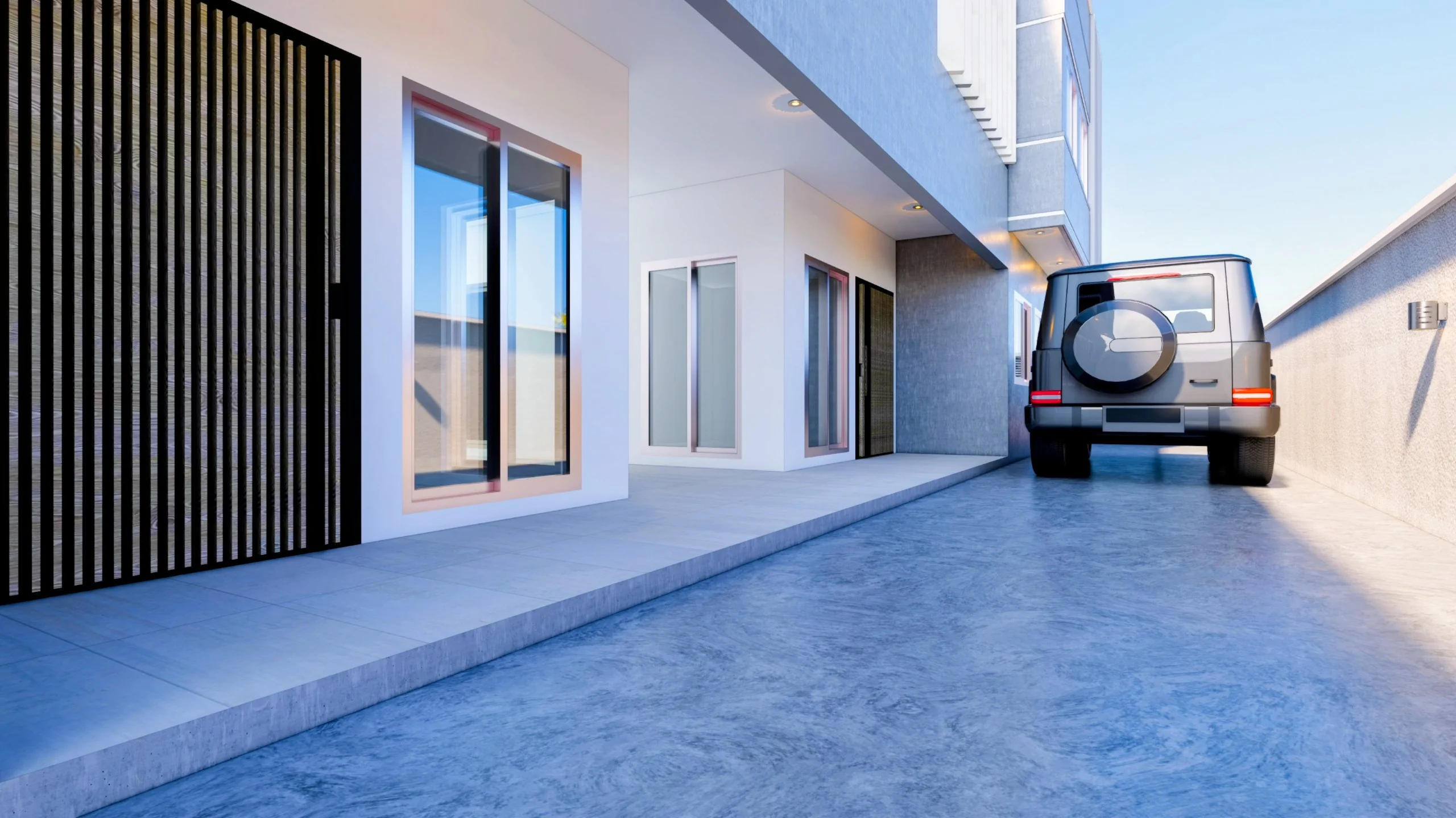 Side alley with parking
