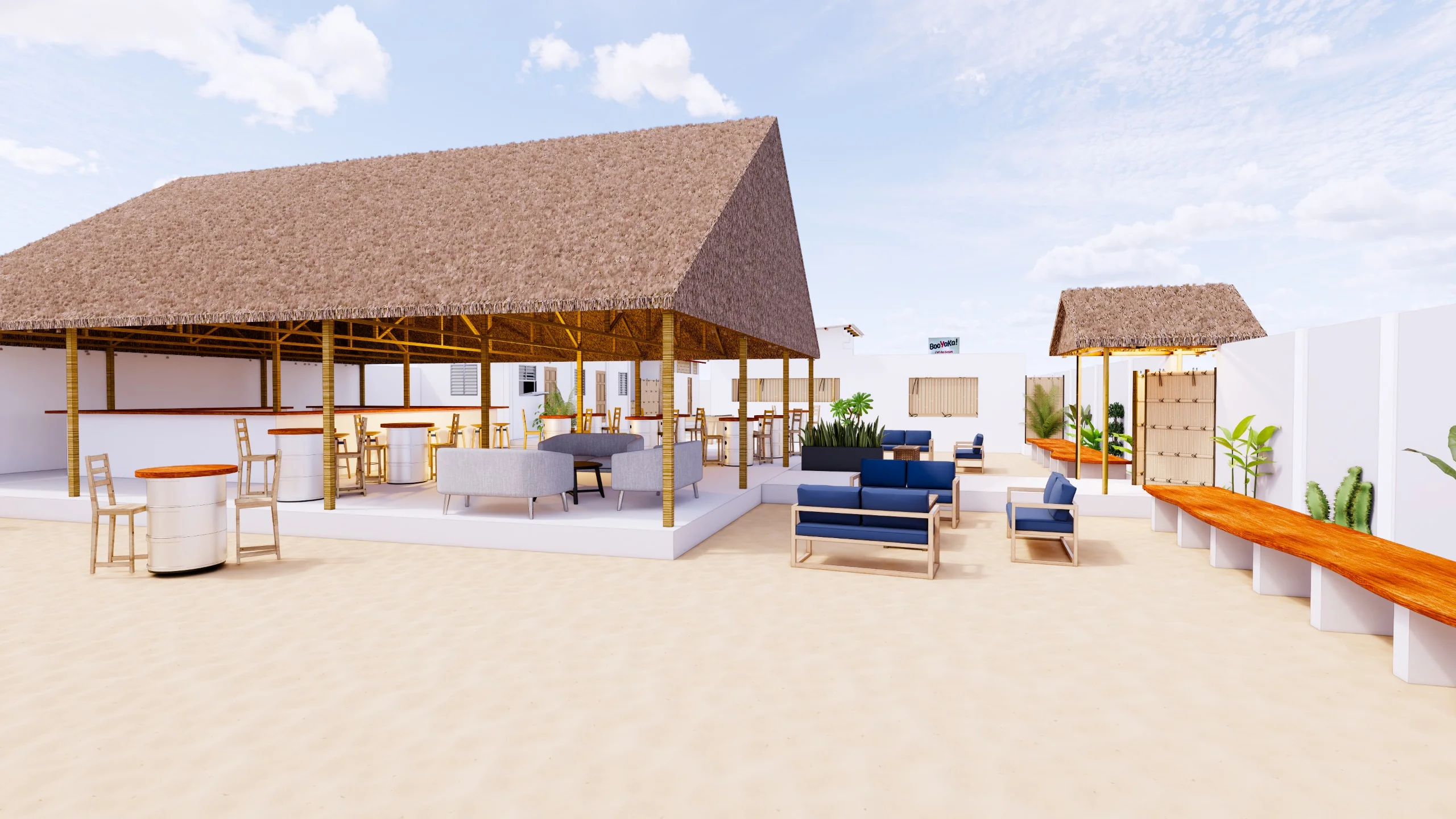 Terrace and thatched bar