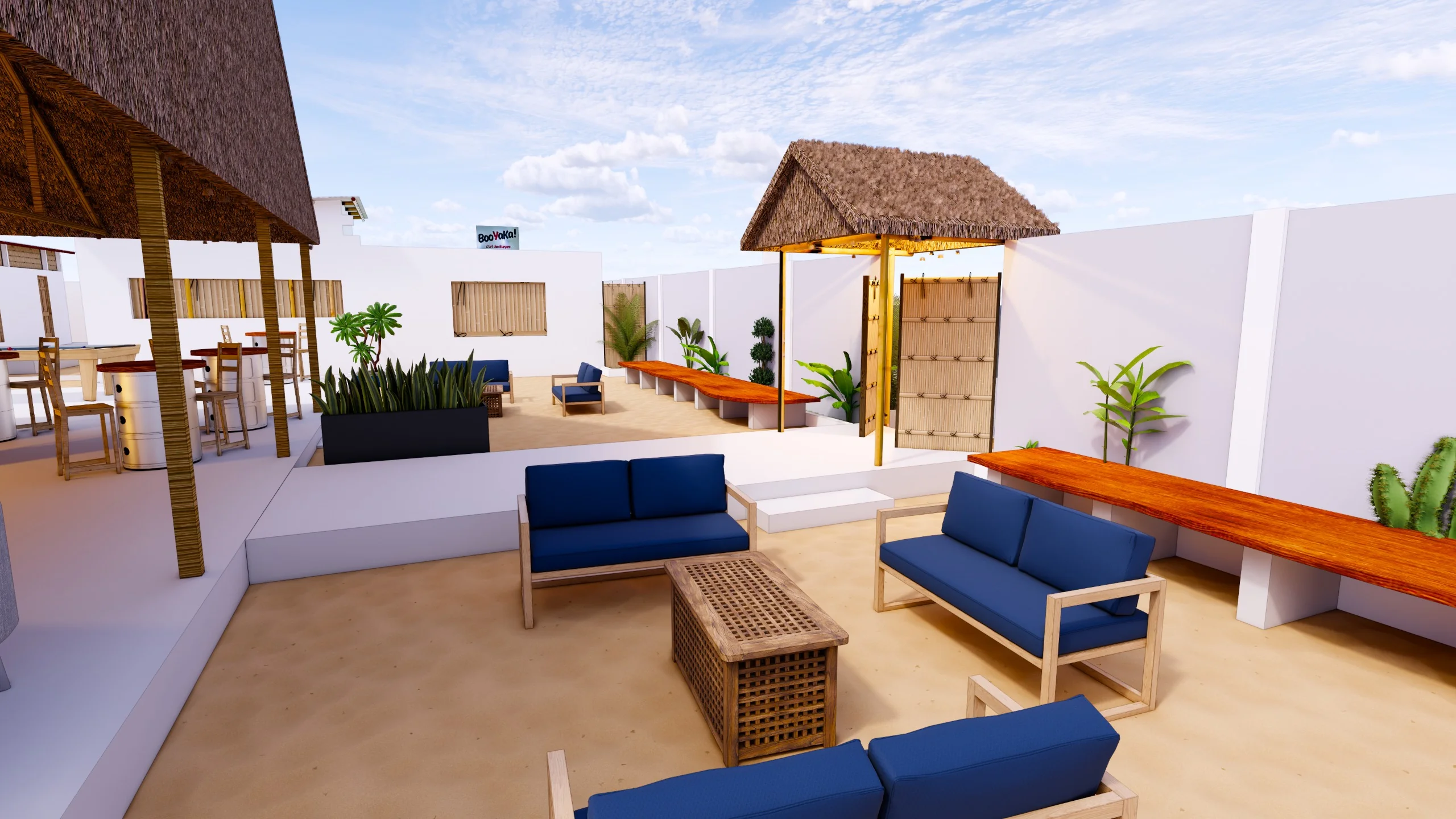 Thatched lounge space
