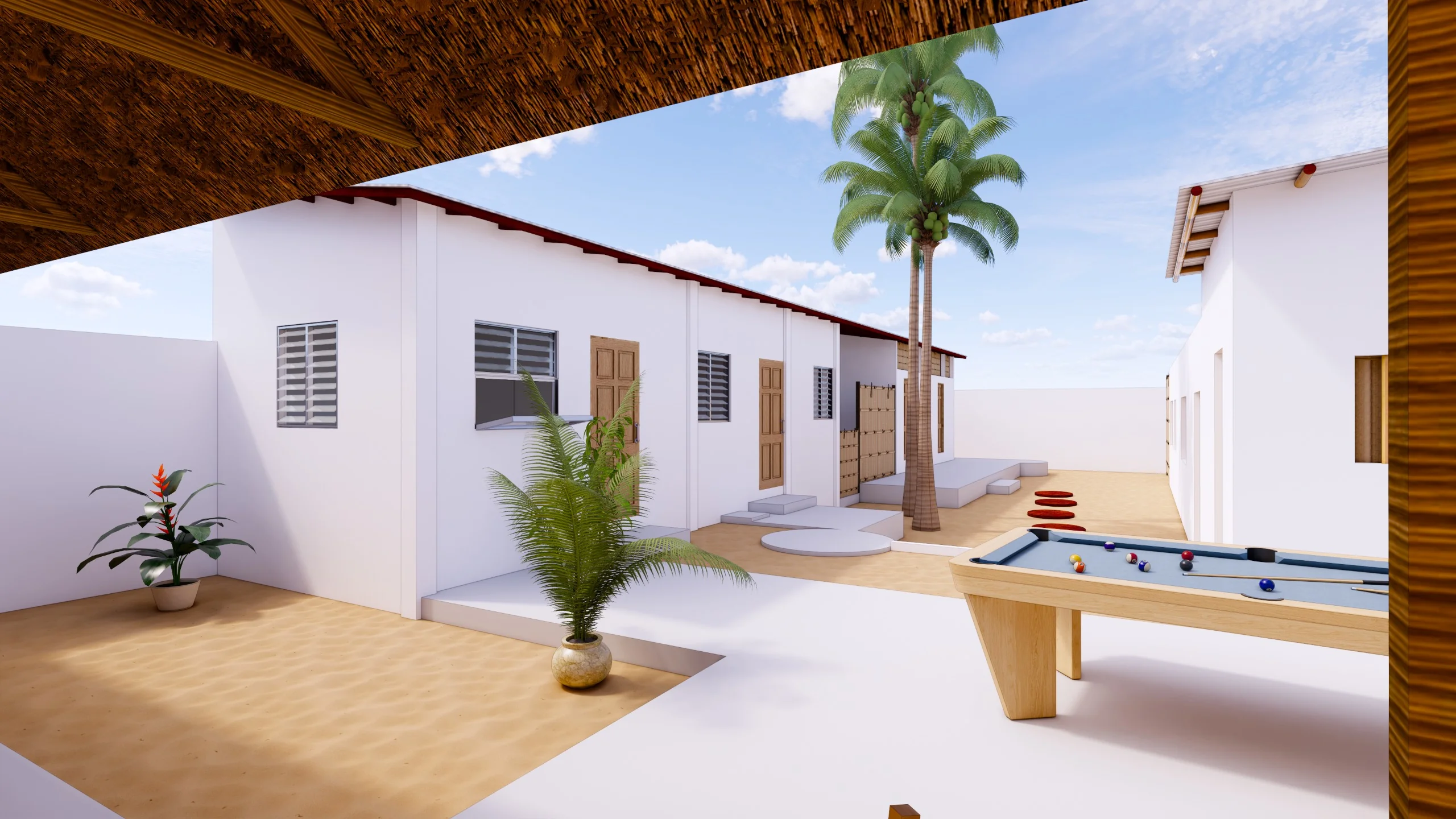Inner courtyard and billiard area